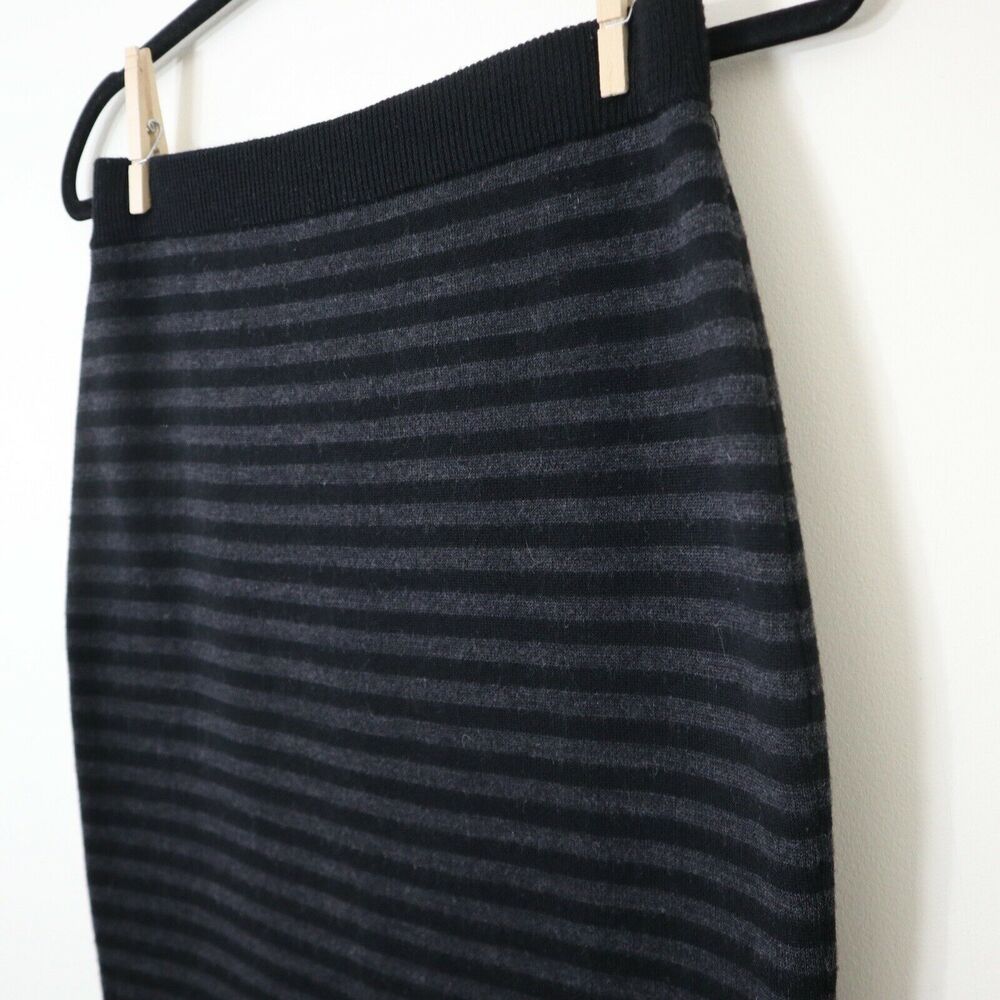 Eileen Fisher Size XS Merino Wool Double Knit Knee Length Pencil Stripe Skirt - Picture 5 of 11